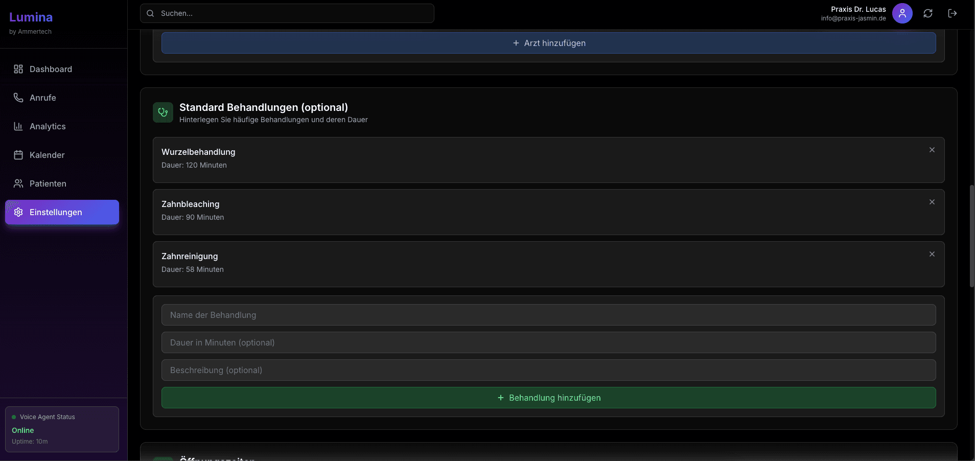 Behandlungen konfigurieren